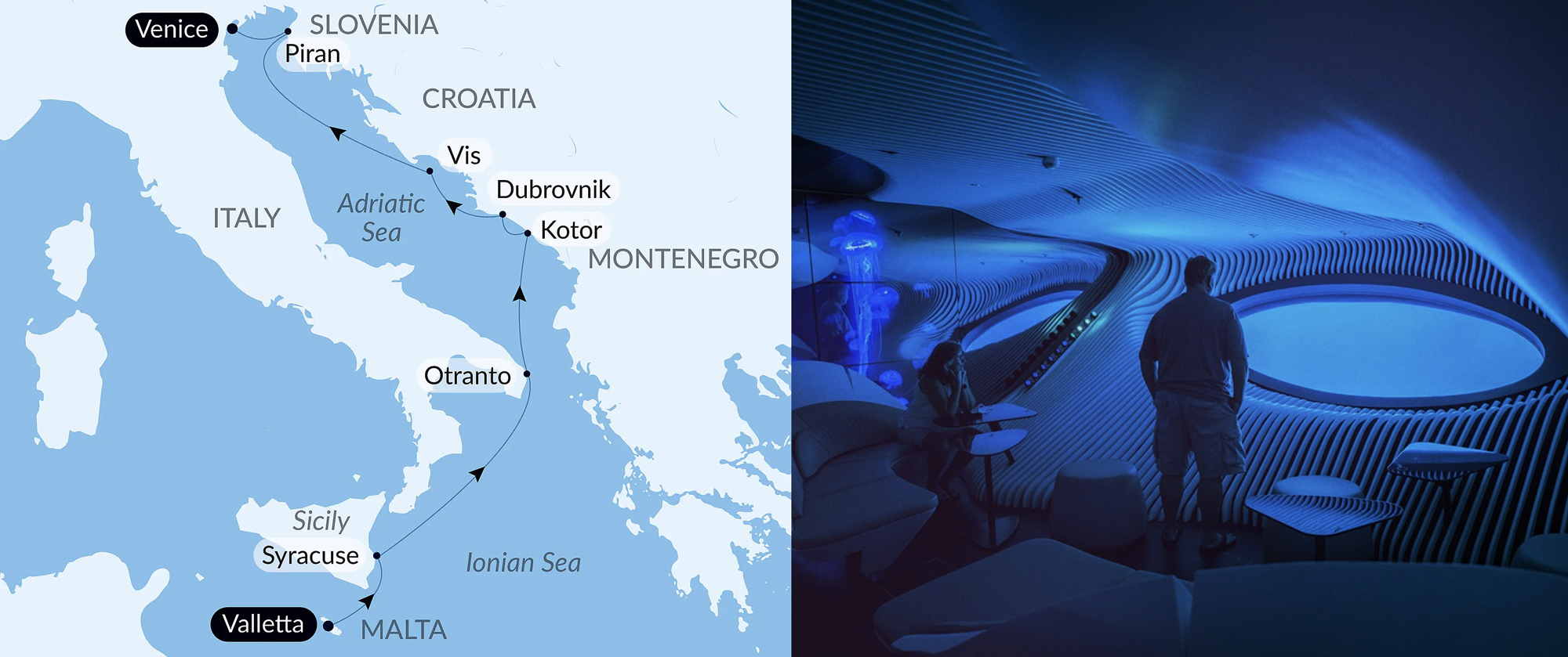 6th Ponant Opera Festival at Sea Adriatic cruise map from Valletta to Venice in May 2027.