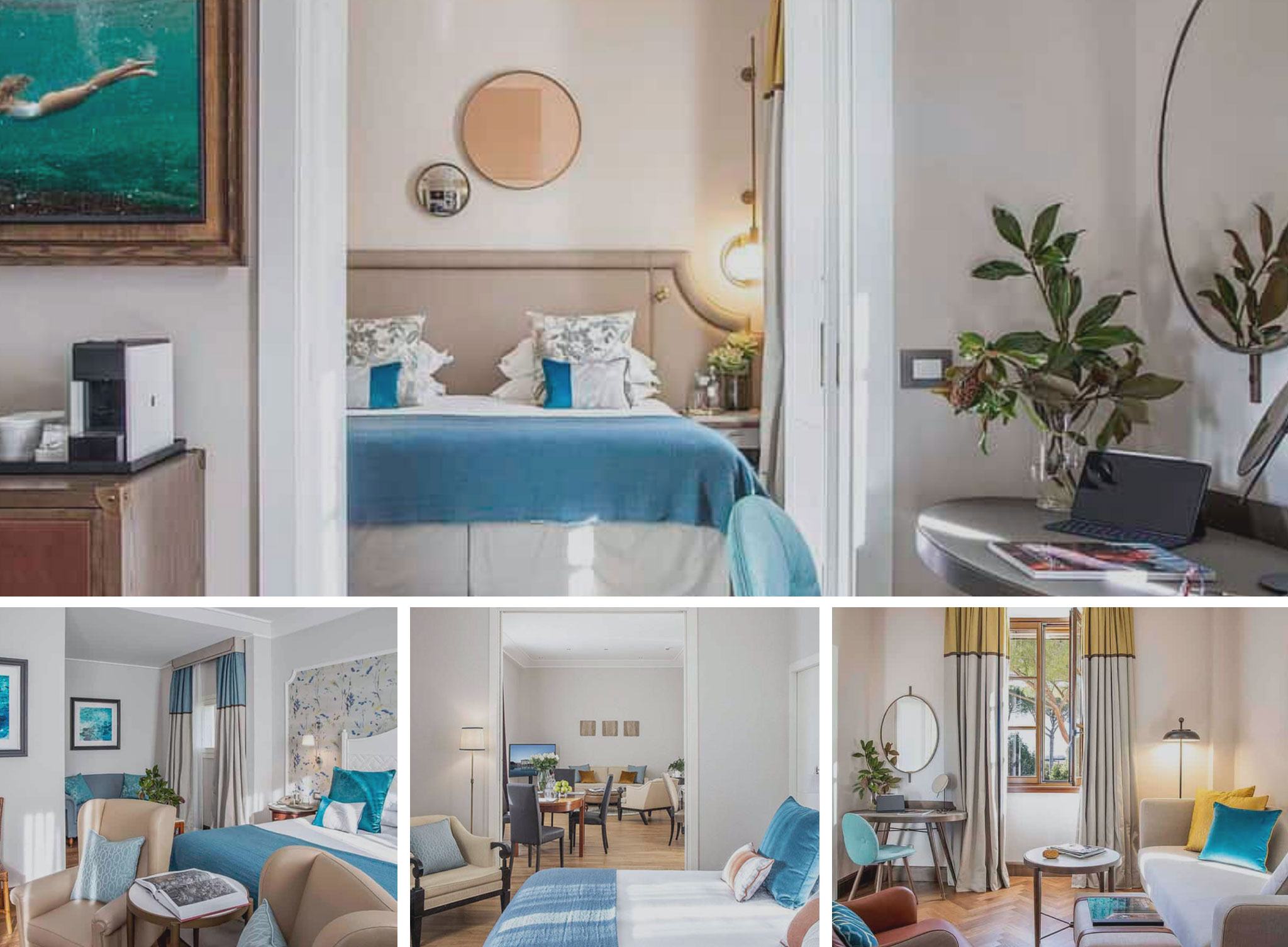 Elegantly refurbished guest room at Terme di Saturnia Natural Destination with natural tones and garden view