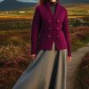 West End Knitwear Aran cardigan-jacket in raspberry-black at CountryClubuk best price