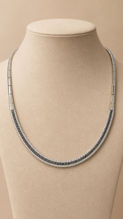 Contemporary Black & White Diamond Necklace in Gold – a 3.09ct Modern Statement Piece - Image 3