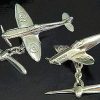 Handmade sterling silver Spitfire fighter plane cufflinks by Martick