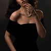 Large and lustrous, single strand natural pearl necklace set with 14ct gol