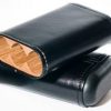 Robusto three-finger cedar-lined leather cigar case