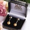 Gorgeous natural South Sea gold pearl, Tahitian black pearl, diamond and gold Chartres Earrings