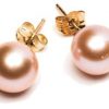 Elegant lavender pearl and 14ct gold studs: the Aloha Earrings