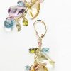 Elegant Martinique 14ct Gold & Gemstone Cluster Earrings
