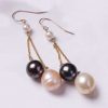 South Sea pearl, Tahitian black pearl, and 14ct gold earrings