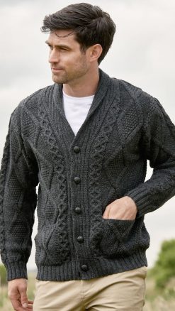 Alternative view of From fisherman’s knit to front row fashion: the Aran cardigan returns as the quintessential men’s layer in 2025: and here's Members' current favourite, the Kerry Aran button cardigan by West End Knitwear