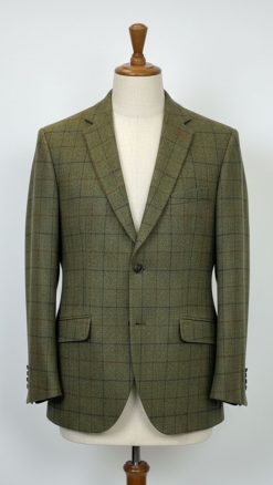 Gurteen Esquire 1784: best price for this beautiful, well-cut, pure wool jacket in moss green with burgundy and navy overchecks - Image 3