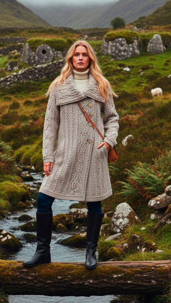 Aran Coat in Merino Wool by West End of Ireland at CountryClubuk