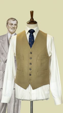 Doeskin waistcoat, the pure wool, alltime classic by English tailors Gurteen 1784: in six smart colours, poppy red, yellow, forest green, wine, fawn and heather: last remaining sizes - Image 4