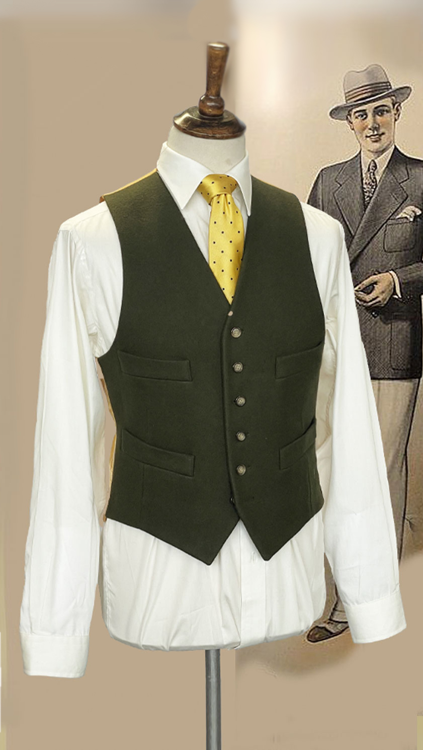 Doeskin waistcoat, the pure wool, alltime classic by English tailors Gurteen 1784: in six smart colours, poppy red, yellow, forest green, wine, fawn and heather: last remaining sizes - Image 3