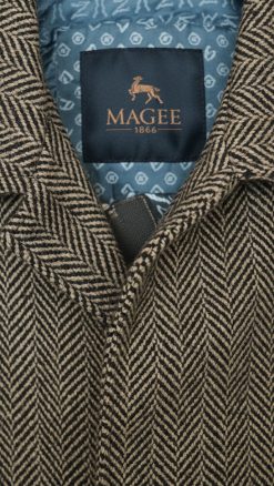 Alternative view of Magee 1866: stylish Erne raglan tweed coat in handwoven lambswool Donegal brown herringbone: heritage, warmth and style combined