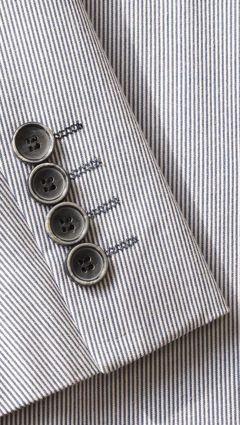 Striped summer jacket in sky blue and white by English tailors Gurteen: well cut, high quality, cool as a cucumber and perfect for stylish sporting and social events - Image 2