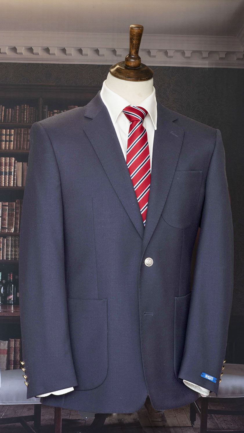 Proper kit for all seasons: well-cut, three patch-pocket, club blazer in pure wool: last remaining size 44in regular, only £55 delivered