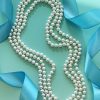 Blue Moon Three Strand Pearl Necklace with Sapphires, Diamonds and 14ct White Gold.