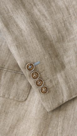 Alternative view of Stylish linen summer jacket: debonair answer to being elegant and cool at home and abroad: fawn herringbone, beautifully tailored in classic English style by Gurteen 1794