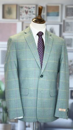 Gurteen: best price for this smart tailored jacket in pure wool: elegant shades of green with sand and fuchsia pink: perfect for spring and summer