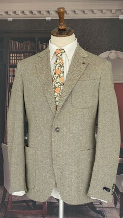 Stylish Magee 1866 summer blazer in pure Donegal wool, beautifully woven  in Ireland: in a soft oatmeal herringbone, it's the perfect summer jacket which will be a favourite for seasons to come