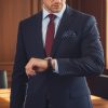 Navy pure wool suit by Magee, hand finished and well-cut: best price at CountryClubuk.