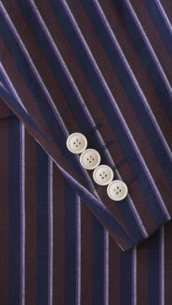 Alternative view of Gurteen: well-cut Navy with Claret and White Stripe Boating Jacket, beautifully tailored in a smooth linen and cotton blend for superb summer luxury and style: perfect for Henley Royal Regatta, the Boat Race and more!