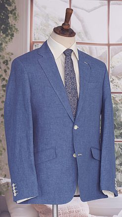 Gurteen Naples Jacket 61001-137 Blue Melange pure linen blazer – detailed front view
