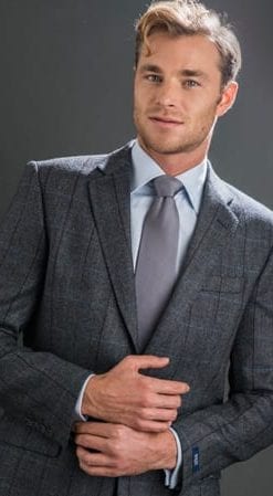 Magee 1866: smart and elegant, hand finished pure wool herringbone tweed jacket in shades of slate and blue, by master tailors Magee of Donegal: contemporary style, rooted in heritage and quality tailoring: 44in Regular