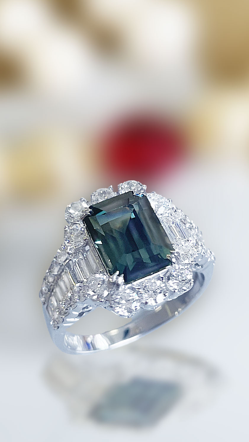 Teal and diamond ring from Hatton Garden with valuation certificate, £9,400 saving (51%) available through CountryClubUK members club