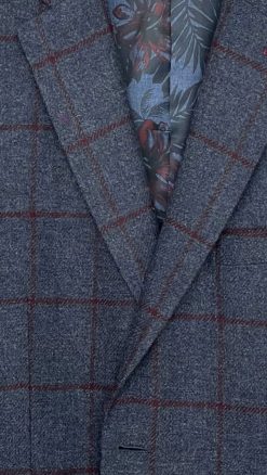 Well tailored Gurteen 1784 jacket in deep blue with burgundy overcheck: pure wool tweed woven by Abraham Moon of Yorkshire: classic British tailoring at exclusive CountryClubuk price - Image 3