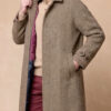 Magee 1866 Corrib men's overcoat in Oat Herringbone Donegal tweed, modelled full length