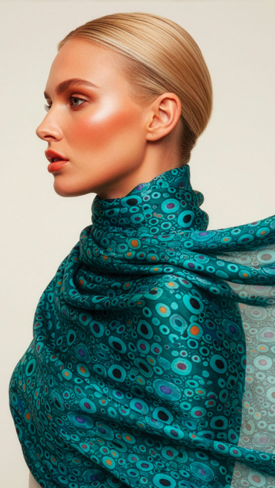 Klimt Hope II satin stole by Fox & Chave at CountryClubuk