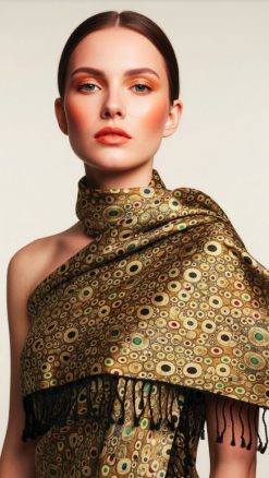 Silk Art: Gustav Klimt luxurious pure silk Hope Stole: beautifully hand finished