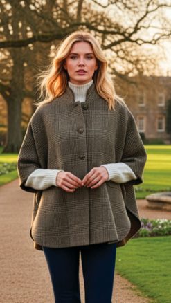 The Really Wild Beaufort reversible tweed and velvet cape—double the luxury in one exquisite design: sold out