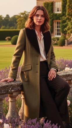 Really Wild Kate Tweed Coat with detachable Toscana Shearling Collar: designed for country walks and city living—enduring British elegance, woven in Scotland