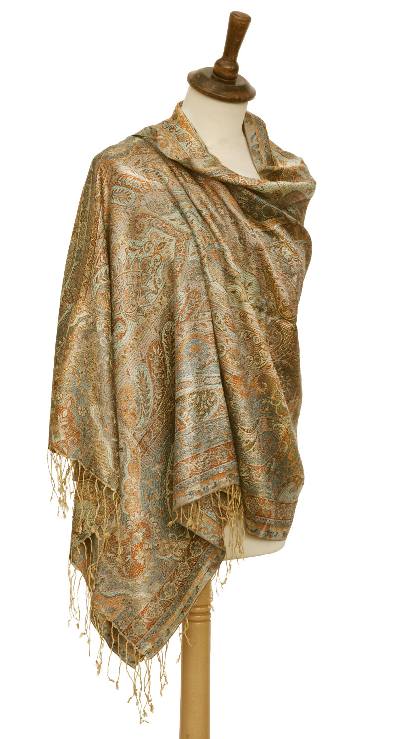 The Golden Hour Stole: Handwoven Himalayan artistry in silk-wool paisley, a timeless quiet luxury shawl for effortless elegance and unique style - Image 3