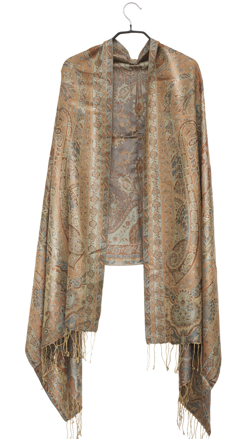 The Golden Hour Stole: Handwoven Himalayan artistry in silk-wool paisley, a timeless quiet luxury shawl for effortless elegance and unique style - Image 4