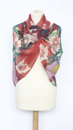 Alternative view of Fox & Chave Peploe Roses Chiffon Silk Scarf: Vibrant Painterly Florals Inspired by Scottish Colourist Samuel John Peploe – Exclusive Spring 2026 Luxury at CountryClubuk