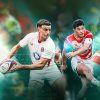 England v Japan rugby match Twickenham Nations Championship 2026 - white jersey player vs red jersey