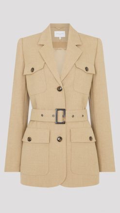 Really Wild Safari Jacket in Sand natural silk, cotton blend woven by Marton Mill in Yorkshire at CountryClubuk.