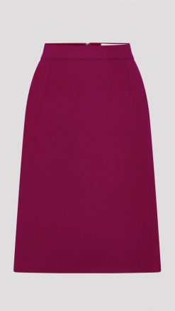Really Wild SS26 Jennifer Fuchsia Tailored Midi Skirt – flattering A-line midi length in vibrant fuchsia wool