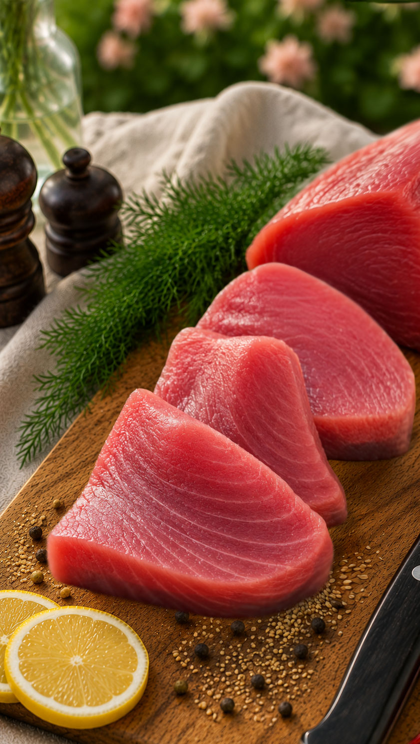 Wild rod & line yellowfin tuna centre-cut sashimi grade loin, fresh from Sri Lanka