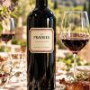 Bottle of Château de Pitray Les Prairies 2022 with a glass of red Bordeaux and roast game
